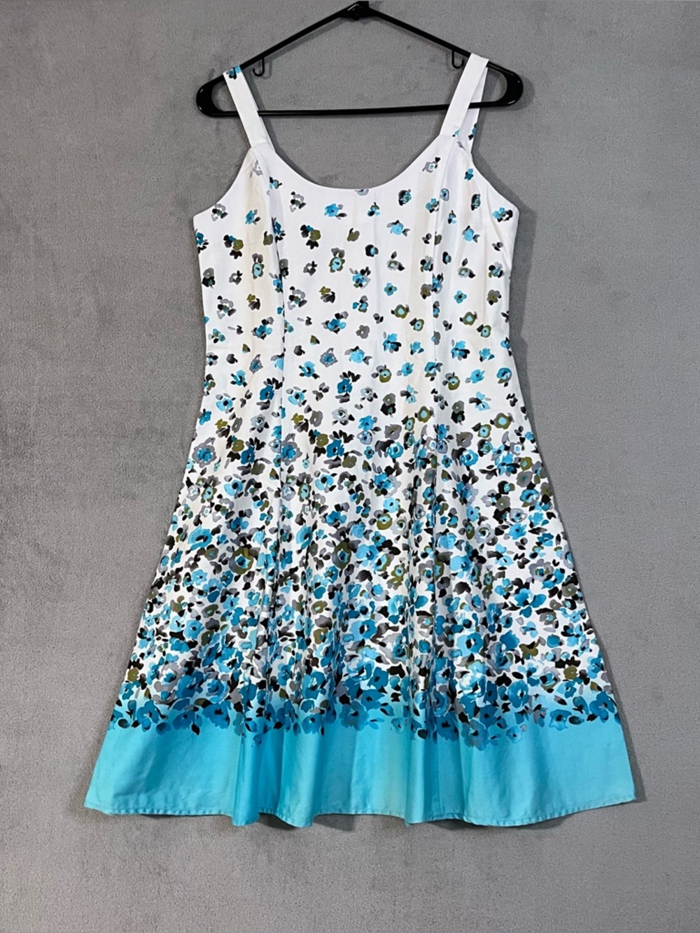 Vintage Madison Leigh Rockabilly Dress Fit & Flare Womens Petite 4 Aqua White